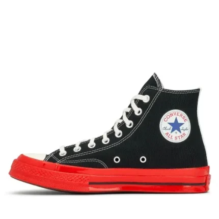 CDG Converse Red Sole High Black Top