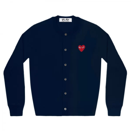 CDG Play Cardigan Red Navy Emblem