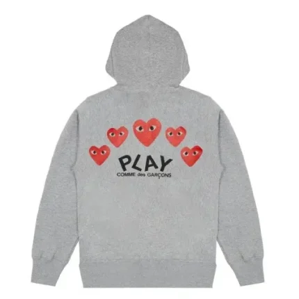 CDG Play Grey Multi Logo Hoodie Zip