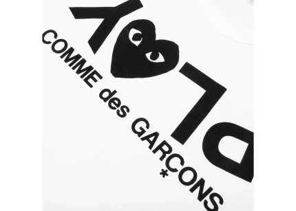 CDG Play Inverted Text White T-Shirt