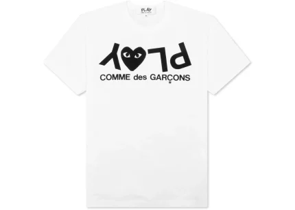 CDG Play Inverted Text White T-Shirt