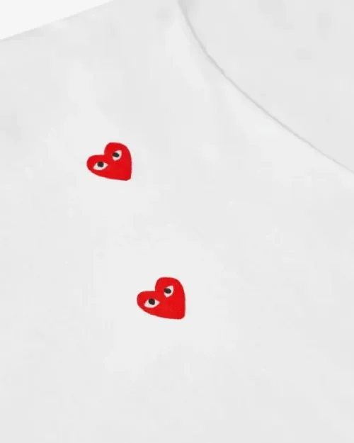 CDG Play Multi Red Heart White T-Shirt