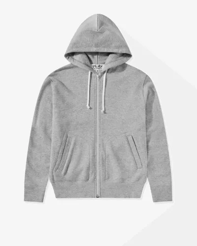 CDG Play Unisex Reverse Red Heart Zip Grey Hooded