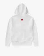 CDG Play Unisex Reverse Red Heart Zip Hooded White Sweatshirt