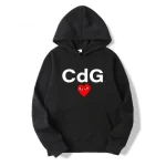 CDG Red Heart Front Hoodie Print