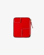 CDG Reversed Hem Full Zip Around Red Wallet