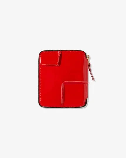 CDG Reversed Hem Full Zip Around Red Wallet