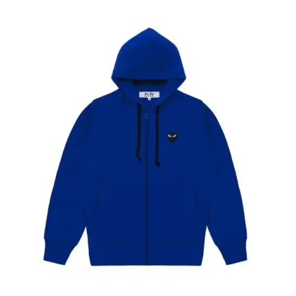 CDG Zip up Hoodie With Large Blue Heart